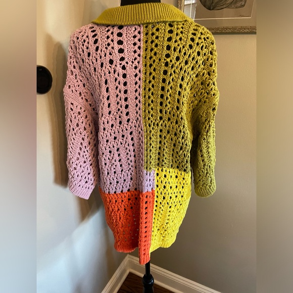 ZARA oversized knit polo sweater shirt color block crotchet rare sold out - Picture 9 of 14